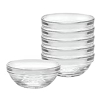 Duralex Made In France Lys Stackable Clear Glass Bowl, 3.5-Inch, Set of 6