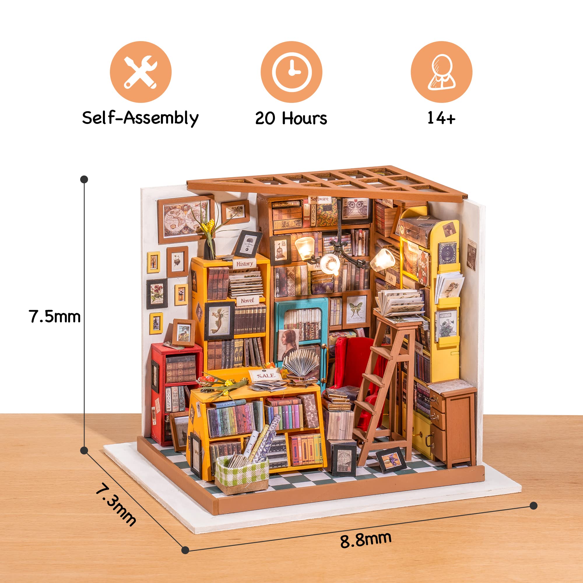ROBOTIME DIY Miniature Dollhouse Kit Mini House Kit with LED and Furniture Unique Gifts Hobby for Woman