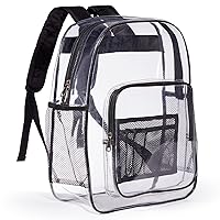 Clear Backpack Heavy Duty PVC See Through Backpacks Transparent Clear Bookbag for School, Workplace, Black