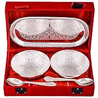 Silver Plated round Shaped Bowl and Tray Set Dry Fruit Bowl Set, Diwali, Christmas, Festival Gifts, Set