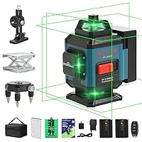 16 Line Laser Level Self Leveling Tool,4x360 degree Mini Compact 4D Green Cross Line Laser for Construction,Picture Hanging,with Two 5200 mAh Type-C Rechargeable Battery, Remote Control