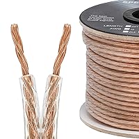 Cmple - 2 Conductor 14AWG Speaker Wire for Home Theater System, Amplifier, Car Audio Speaker Cable - 50 Feet, Clear