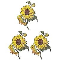 Kleenplus 3pcs. Sunflower Beautiful Flowers Patch Embroidered Iron On Badge Sew On Patch Clothes Embroidery Applique Sticker Fabric Sewing Decorative Repair