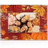 party greeting Fall Pumpkin Ceramic Photo Frame Autumn Decorations Thanksgiving Gifts Horizontally Used Size 4x6 Suitable for Fall Gift Desktop Use (Happy Harvest)