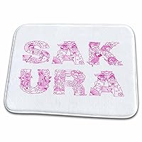 3dRose Sakura Decorative Text in Two Lines - Pink on White - Bathroom Bath Rug Mats (rug-273199-1)