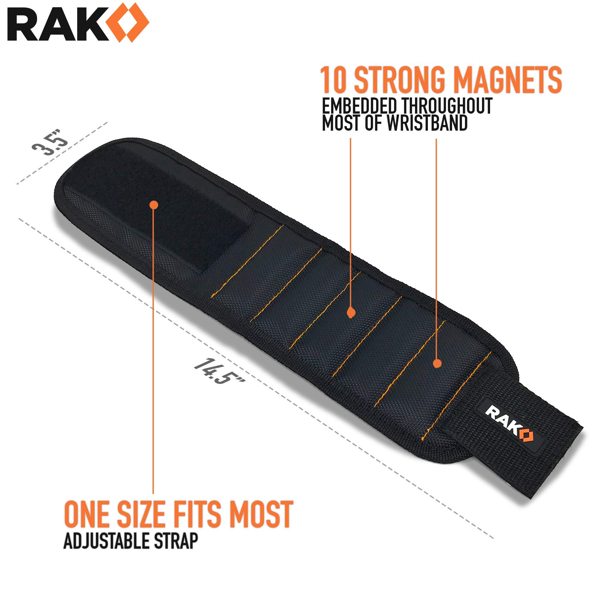 RAK Magnetic Wristband for Holding Screws, Nails and Drill Bits - Birthday Gifts for Men - Made from Premium Ballistic Nylon with Lightweight Powerful Magnets - Cool Gadget Gifts for men