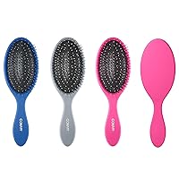 Conair Detangling Hair Brush - wet brush - For wet and dry hair - Features flexible bristles- 3 PK Blue, Pink, & Gray