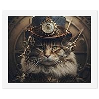Steam Punk Grunge Cat Paint by Numbers Kit for Adults with Paints and Brushes for Creative Gift