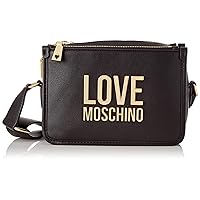 Love Moschino Women's Black Leather Gold Logo Crossbody Messenger Handbag