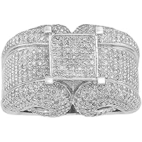 Engagement Ring for Women - 1.5 Ct Micropave Round Cut Dazzling Diamonds - 925 Sterling Silver High Shine Polish Radiant Finish - Comfort Fit - Exquisite Fashion Jewelry