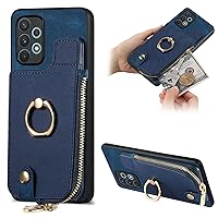 Smartphone Flip Case Phone Case Compatible with Samsung Galaxy A32 4G Wallet Case with Card Holder Flip Case, Premium Leather Case Card Slots Cover, 360° Rotation Ring Stand Zipper Protective Liner