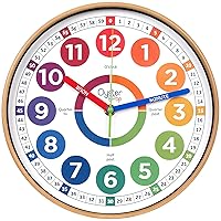 Oyster&Pop Learning Clock for Kids - Telling Time Teaching Clock - Kids Wall Clocks for Bedrooms - Kids Room Wall Decor - Silent Analog Kids Clock for Teaching Time - Kids Learn to Tell Time Easily