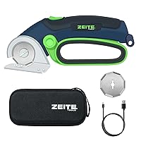 4V Cordless Electric Scissors, Cardboard Cutter with 2 x Blade, 1 x Storage Box, 1 x USB Charging Cable, Electric Cutter, Power Rotary Scissors for Box Carpet Plastic, Easy to Hold and Safety