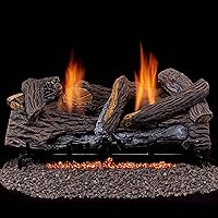 Duluth Forge Vent Free Dual Fuel Gas Log Set - 24 in. Berkshire Stacked Oak - Remote Control, Red Oak