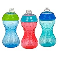 Nuby Clik-It Soft Spout No-Spill Easy Grip Sippy Cup for Boys - 3 Count (Pack of 1) 10 Oz - 6+ Months