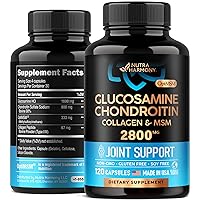 NUTRAHARMONY Glucosamine Chondroitin with Collagen - Joint Support Supplement - Made in USA Vitamins - 2800 MG, 120 Capsules - Cartilage Support, Flexibility & Strength - Non GMO, Gluten Free