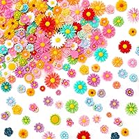 Flowers Charms, 150Pcs Assorted Resin Flowers Charms Flatback Flower Cabochons Embellishment Charms for Jewelry Making, Resin Slime Charms for DIY Craft Scrapbooking Hair Accessories