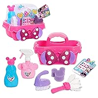 Disney Junior Minnie Mouse Sparkle N’ Clean Caddy, Dress Up and Pretend Play, Officially Licensed Kids Toys for Ages 3 Up by Just Play