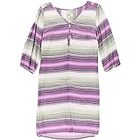 G.H. Bass & Co. Womens Striped Shirt Dress, Purple, Medium