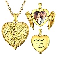 U7 Personalised Photo Locket Love Heart Necklace for Women Girls, Customised Picture Inside, Engraved Available, Silver/Gold/Rose Gold Plated, Meaningful Gift for Friend/Lover/Family, 20-22 Inch Adjustable, Come Gift Box