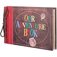 Photo Album Scrapbook, Photo Book,Adventure Book,Our Adventure Book Scrapbook with Colorful Cover 3D Letters Up Travel Scrapbook for Memory Record,Anniversary, Wedding, Travelling, Baby Shower