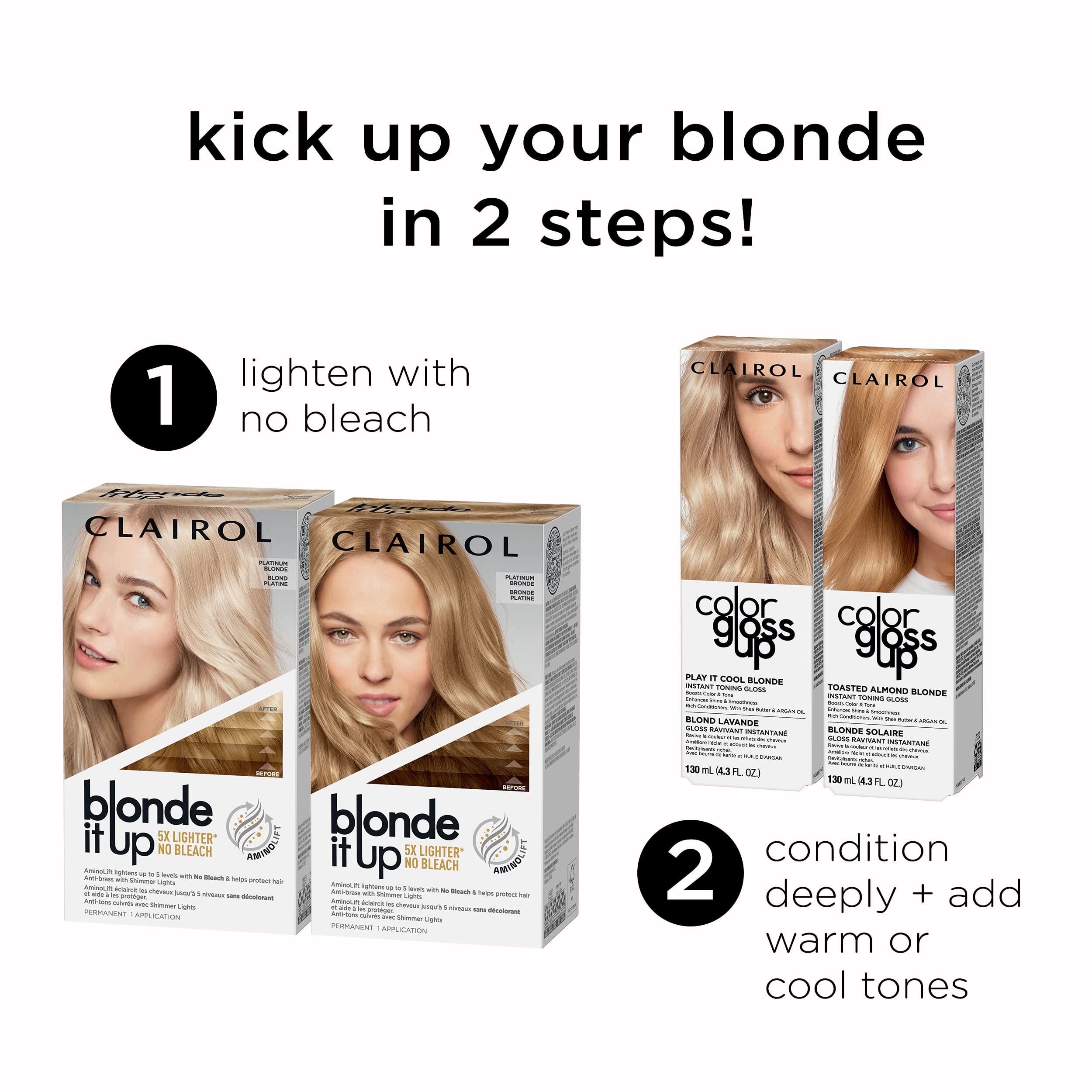 Clairol Blonde It Up Permanent Hair Dye, Platinum Blonde Hair Color, Pack of 1