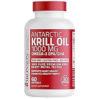 Antarctic Krill Oil 1000 mg with Omega-3s EPA, DHA, Astaxanthin and Phospholipids 60 Softgels