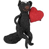 Primitives by Kathy Collectible Critter - Cute Non Stinky Lovable Skunk Felt Critter Sure to Bring a Smile to Your Loved one While Holding a Large red Heart
