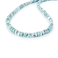 NirvanaIN Larimar Smooth Plain Rondelle From Dominican Republic Beads Necklace Soft Soothing Blue Necklace for Great Relationship Bond.