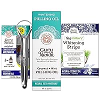 GuruNanda Oral kit containing- Coconut & Peppermint Oil Pulling, Teeth Whitening Strips- 7 Treatments with 14 Strips & Concentrated Mouthwash(2 Fl Oz)