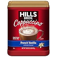 Hills Bros. Instant Cappuccino Mix, French Vanilla - Easy to Use, Enjoy Coffeehouse Flavor from Home – Decadent Cappuccino with a Hint of Sweetness and Vanilla in Light Coffee, 16 Ounce (Pack of 6)
