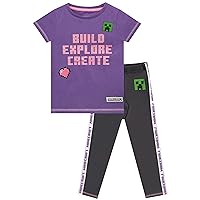 Minecraft Girls Top and Leggings Creeper Purple 12