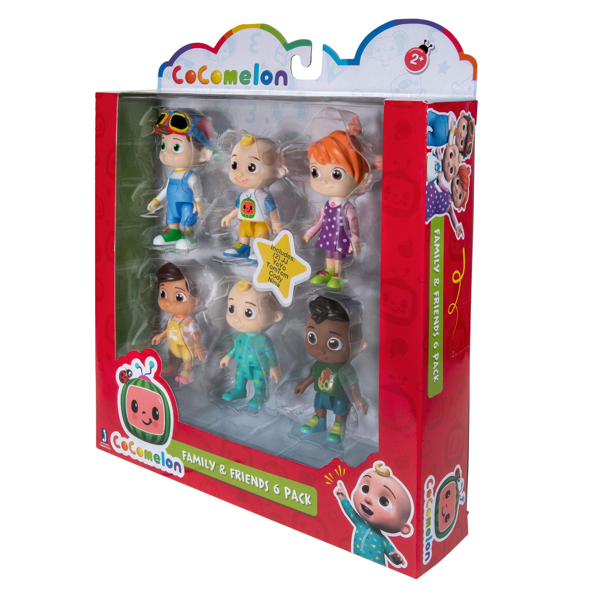 CoComelon Official Friends & Family, 6 Figure Pack - 3 Inch Character Toys - Features Two Baby JJ Figures (Tee and Onesie), Tomtom, YoYo, Cody, and Nina - Toys for Babies and Toddlers