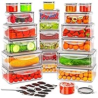 44 PCS Food Storage Container with Lid (22 Lids & 22 Containers) - Airtight Leakproof Plastic Kitchen Organization Set Reusable Microwave/Freezer/Dishwasher Safe Meal Prep Container with Label & Pen