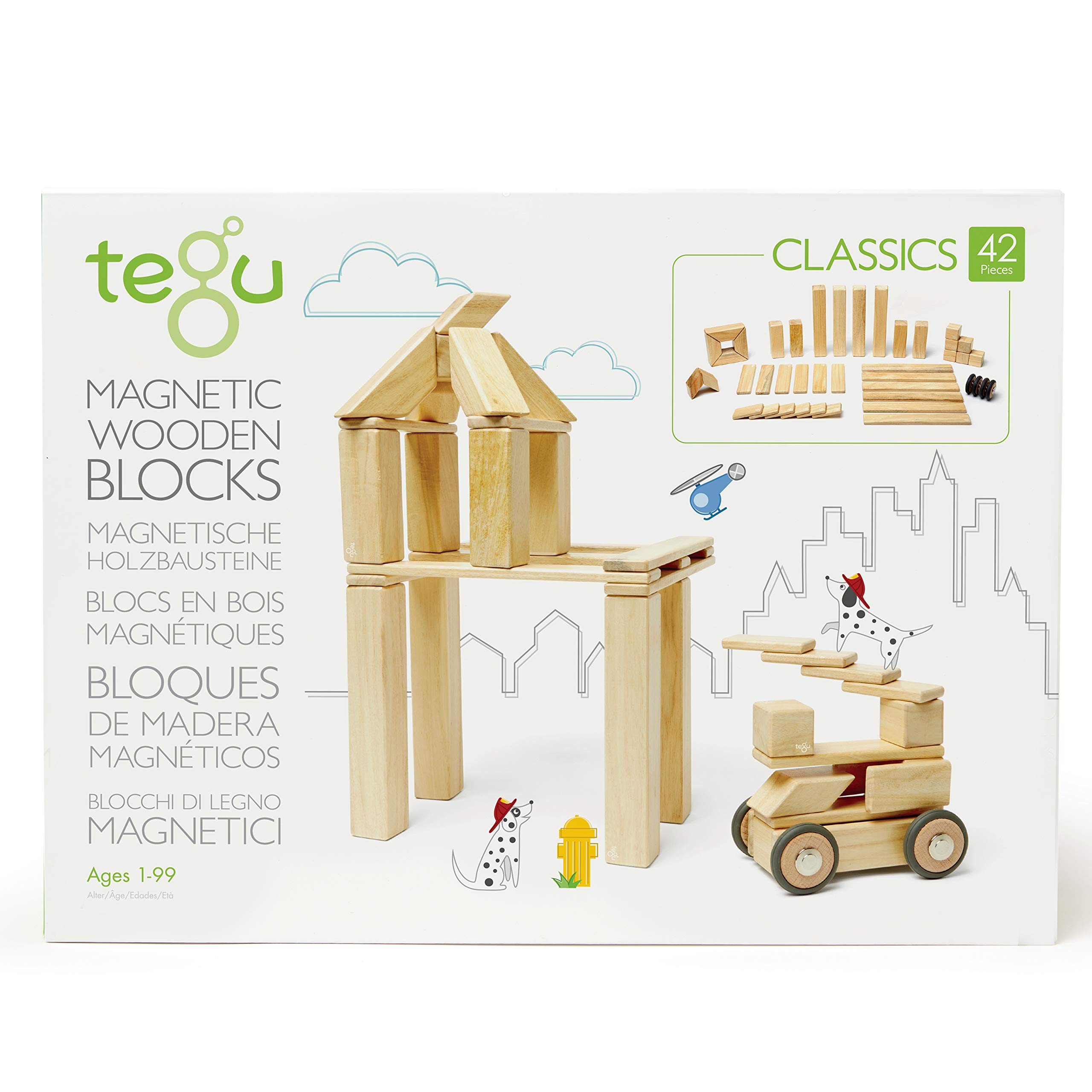 42 Piece Tegu Magnetic Wooden Block Set, Natural