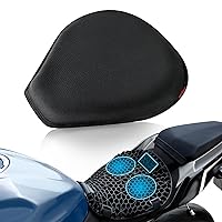 Detachable Motorcycle Gel Seat Cushion with Seat Cover, Large 3D Honeycomb Structure Shock Absorption & Breathable Motorcycle Gel Seat Pad for Long Rides