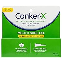 Canker-X Mouth Sore Gel, Fast Pain Relief & Healing for Canker Sores, Cheek Bites and Oral Abrasions, Oral Pain Relief Gel, Benzocaine Free and Alcohol Free, Adults and Children 6+ Years, 0.28 fl oz