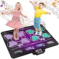 Kids Dance Mat Toys - 2-Player Dance Pad Gifts for Girls Boys Toddlers 3 4 5 6 7 8 9 + Year Old Electronic Dancing Mat Floor Games Toy with Music Light Christmas Birthday Gift (Purple)