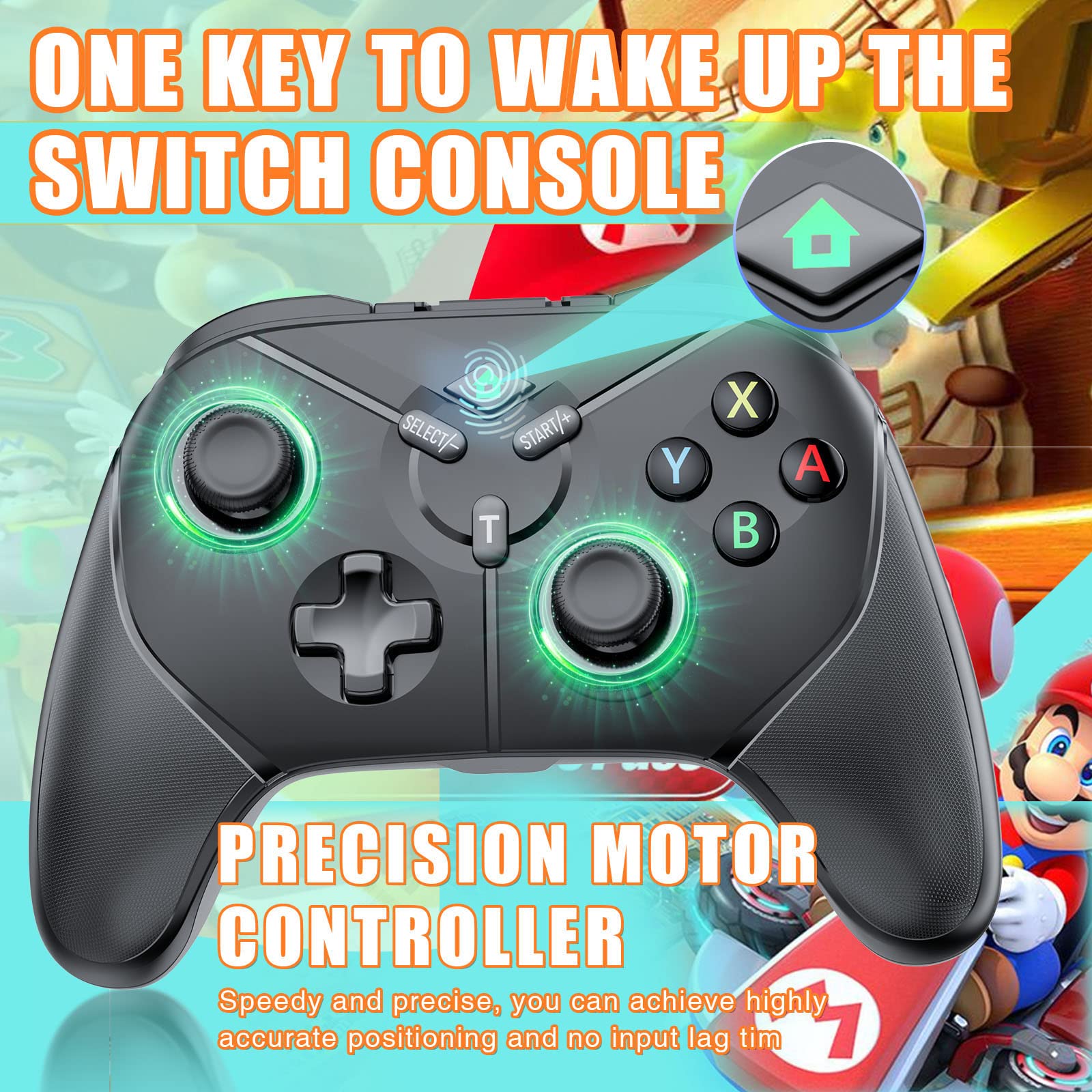Switch Controllers, Wireless Switch Pro Controller Compatible with Nintendo Switch/Lite/OLED, Switch Remote Gamepad with Motion Control, Wake-up, Programmable, Screenshot, Ergonomic Non-Slip, Adjustable Turbo & Dual Vibration
