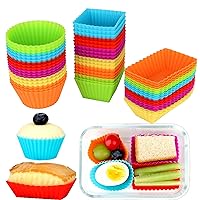 54 pcs Reusable Silicone Cupcake Baking Cups Dulinkas Non-Stick Muffin Liners Molds Sets Bento Box Dividers Pastry Cake Molds 3 Shapes Multicolor Lunch Box Dividers