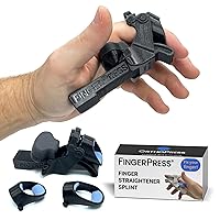 Finger Extension Splint for Bent Fingers, PIP Flexion Contractures, Dupuytren's Post-surgical Hand Therapy, Finger Joint Straightener Stretcher Splint X-Large/Black