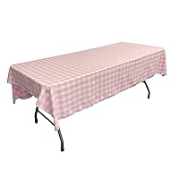 LA Linen Gingham Tablecloth - Checkered Tablecloth for Parties, Picnics & More - Farmhouse Tablecloth - Spring Tablecloth - Picnic Tablecloth - Cloth Tablecloths for Rectangle Tables - 60”x102 Pink