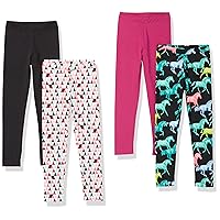 Amazon Essentials Girls' Leggings (Previously Spotted Zebra) -Discontinued Colors, Pack of 4, Black/Pink/White/Horses, XX-Large