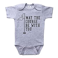 Funny Golf Kids Onesie, MAY The COURSE Be With YOU, Unisex Baby Outfit Golfing Infant Bodysuit, Newborn One-piece Tee