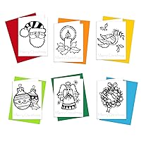 Coloring Cards: Set of 6 Cards for Kids to Color and Practice Letter Writing - All Occasion Greeting Cards 100% Recycled and Made in USA (Christmas Wishes)