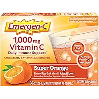1000mg Vitamin C Powder for Daily Immune Support Caffeine Free Vitamin C Supplements with Zinc and Manganese, B Vitamins and Electrolytes, Super Orange Flavor - 30 Count