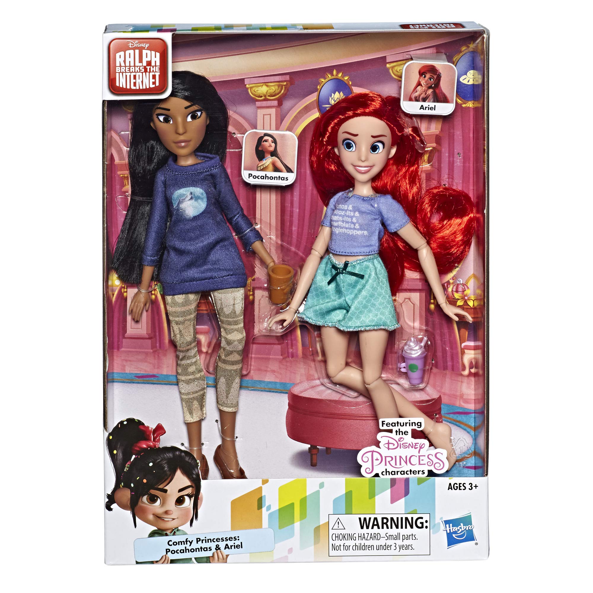Disney Princess Ralph Breaks The Internet Movie Dolls, Ariel and Pocahontas Dolls with Comfy Clothes and Accessories