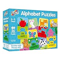 Galt Alphabet Puzzles - Fun and Colourful Early Learning 2 Pc Jigsaw Puzzles - Set of 26 Two Piece Puzzles for Kids - Develop Letter Recognition and Matching Skills - Children Ages 3 to 5 Years Old