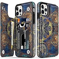 LETO iPhone 13 Pro Case,Luxury Flip Folio Leather Wallet Case Cover with Fashion Designs for Girls Women,Built-in Card Slots Kickstand Protective Phone Case for iPhone 13 Pro 6.1
