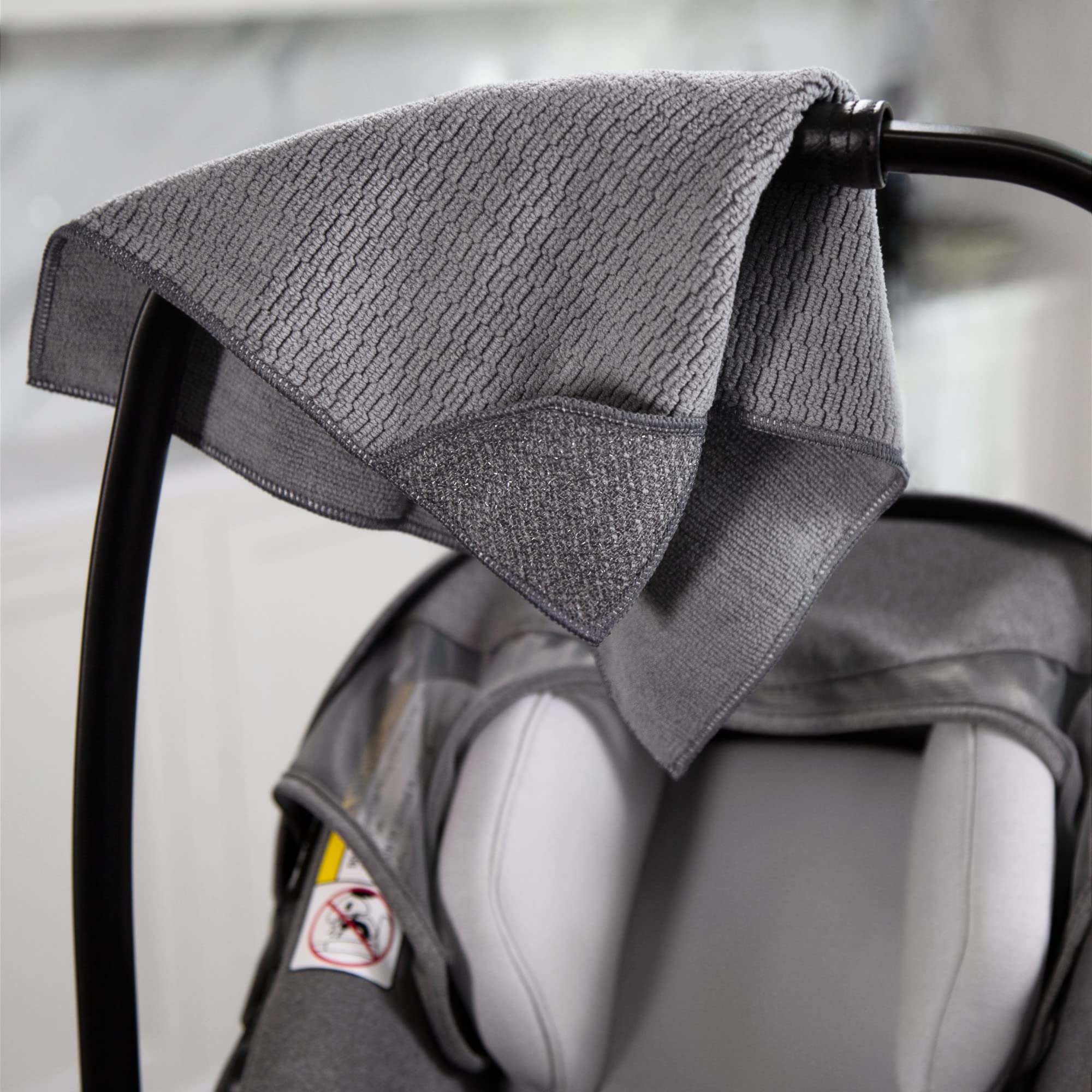 E-Cloth Stroller & Car Seat Cleaning Cloth, Premium Microfiber Cloth with Scrubbing Corner, Ideal for Cleaning Baby Stroller, Car Seats, Car Seat Cover, Booster Seat, 100 Wash Promise
